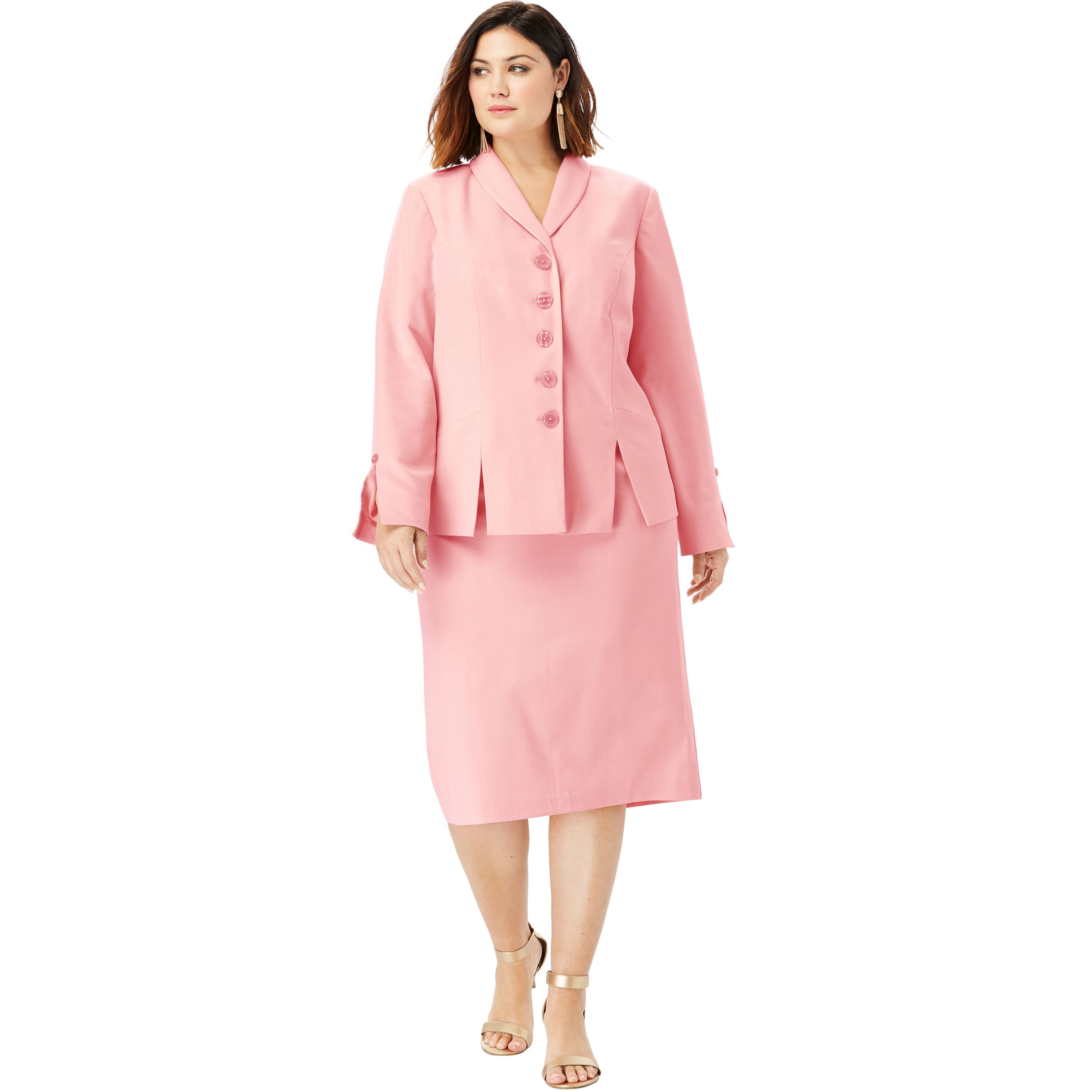 plus size pink skirt suit