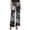 Grey, variant on Cropped Pants for Women Spring Summer Lightweight Floral Print Elastic High Waist Wide Straight Leg Stretchy Boho Pants