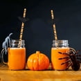 thumbnail image 5 of Wmhnj Pajitas de papel para Halloween (paquete de 100), 7,75 pulgadas, diseño de calavera y araña naranja, suministros desechables para fiestas y bebidas., 5 of 5