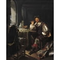 thumbnail image 2 of Frans van Mieris the Elder 20x24 Black Ornate Framed Double Matted Museum Art Print Titled: A Soldier Smoking a Pipe (C. 1657-1658), 2 of 5