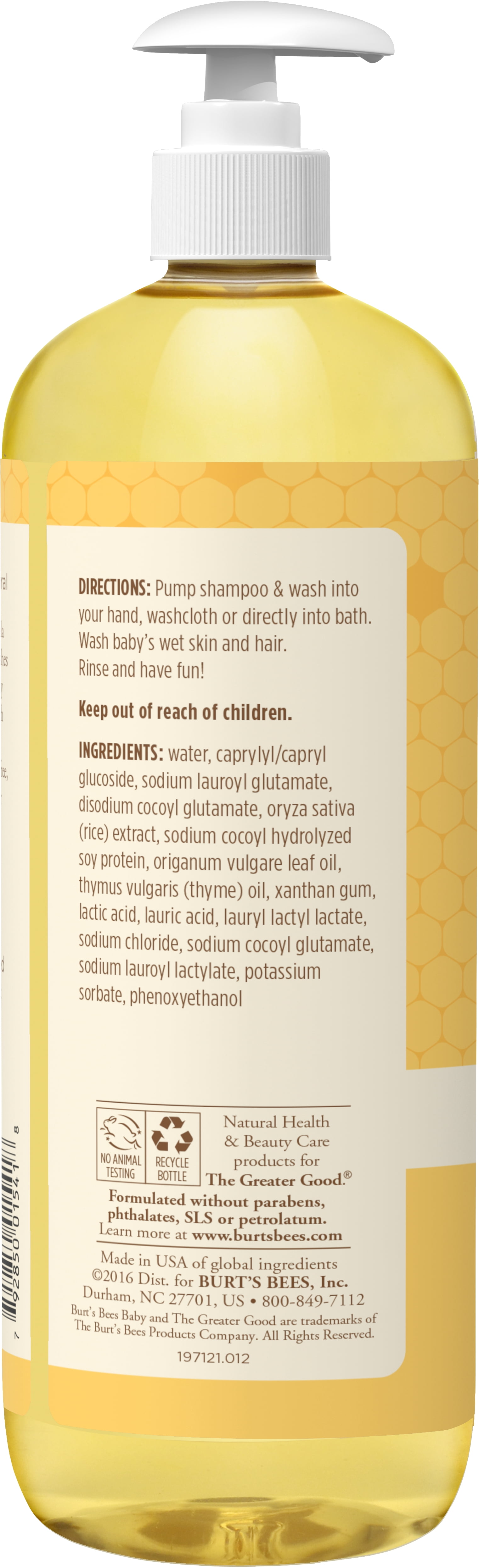 burt's bees baby shampoo and wash ingredients