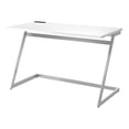 thumbnail image 3 of Rosalinda Metal Writing Desk with USB Ports, White and Chrome, 3 of 9