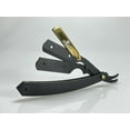 thumbnail image 3 of Professional Black Gold Straight Folding Barber Shaving Razor with 100 Shark Blades Pack, 3 of 6