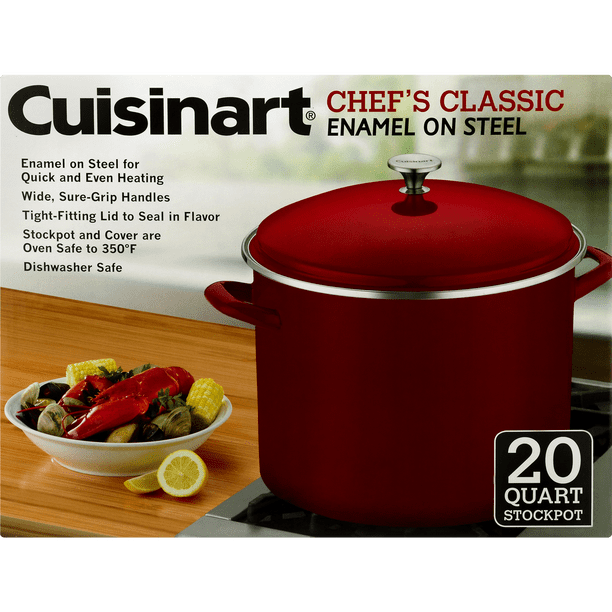 Cuisinart EnamelOnSteel 20 Quart Stockpot with Cover, Red Walmart