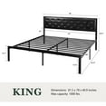thumbnail image 4 of Amolife King Size Metal Bed Frame with Faux Leather Upholstered Headboard, Black, 4 of 8