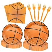 hgudesign 96-Piece Themed Dinnerware Collection - Sports Enthusiast Tableware Including Paper Plates, Napkins, Forks for Day, Team Events, Birthday Parties for Boys, Accommodates 24 People