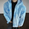 thumbnail image 6 of Mrmaere Men's Hooded Fuzzy Jacket Bunny Ear- Texture Warm Casual Outerwear for Daily & Leisure Wear Sky Blue XXL, 6 of 7