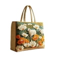 thumbnail image 5 of 3D Floral Sheep Quilted Tote Bag, Vintage Country Flower Landscape Embroidery Handbag, Large Soft Fabric Shoulder Bag for School Shopping Travel Daily Use, 5 of 6