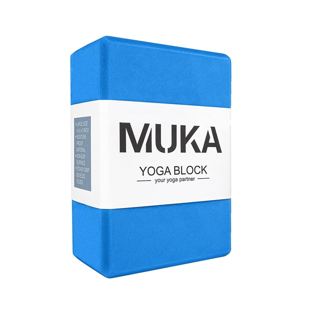 Muka Yoga Block Blue Stretching & Exercise EVA Foam Blocks Soft Non-Slip Surface for Pilates Meditation 9x6x4 Inch