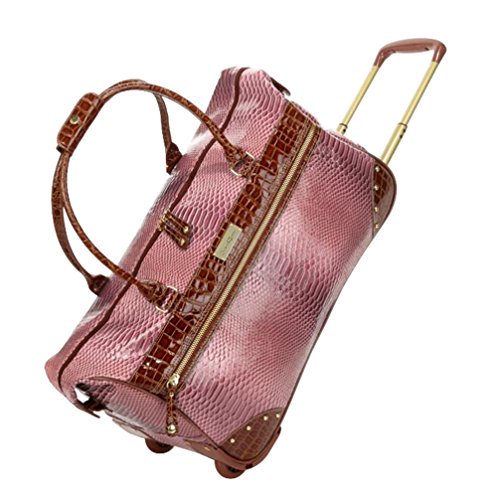 Ombre Collection Embossed Wheeled Weekender Bag Luggage Dusty Rose