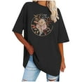 thumbnail image 4 of Birdeem T-Shirt Décontracté à Col Rond Imprimé pour Femmes Manches Courtes Amples Blouse, 4 of 10