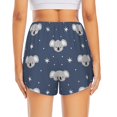 thumbnail image 4 of Running Shorts for Women, Gray-Blue Koala Print Workout Athletic Shorts with Pockets, Lounge Yoga Shorts Women, 4 of 7