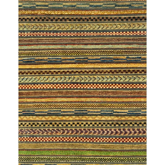 Ahgly Company Indoor Rectangle Abstract Orange Gold Abstract Area Rugs, 7' x 9'
