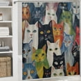 thumbnail image 5 of COMIO Cartoon Colorful Cute Cats Adorable Kitten Animal Oil Painting Shower Curtain for Bathroom Decoration White, 5 of 6