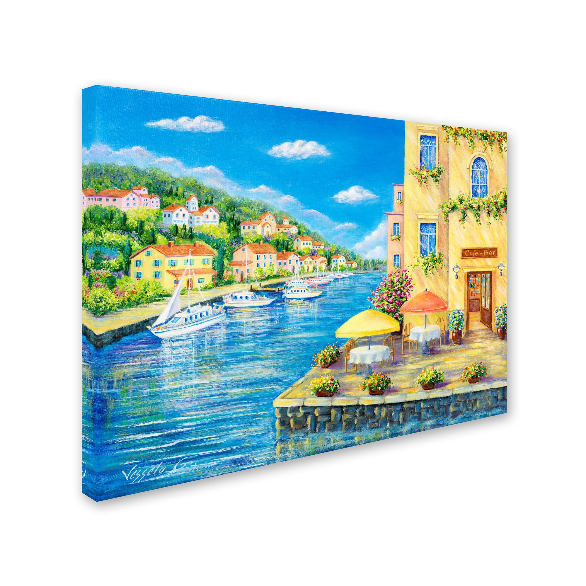 Trademark Fine Art 'Cafe? on the Water' Canvas Art by Vessela G.