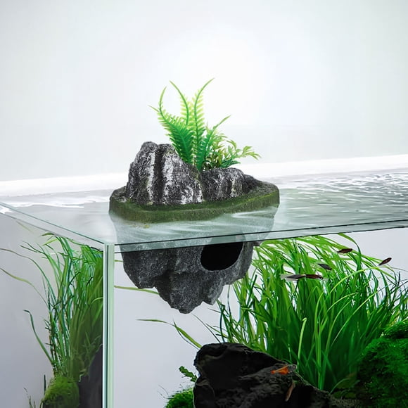 SOPOTUTU 2Pcs Resin Floating Aquarium Rocks Natural Texture Fish Tank Landscape Decor