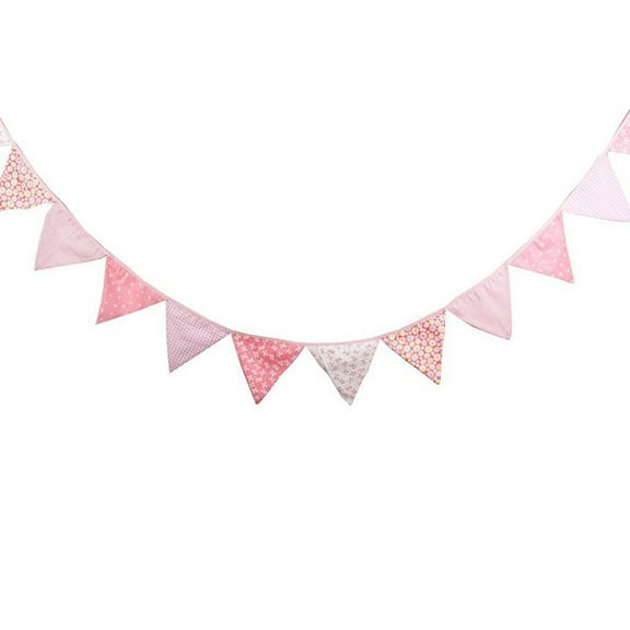 TAILTOSS 12Pcs Pink Cotton Pennant Garland Tear-Resistant For Garden Birthday Decorations 7X6.3In