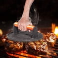 thumbnail image 3 of vivicreate 7 inch Diameter Griddle Press, Bacon Press, Grill Press, Burger Press,Meat Press, cast Iron Grill Press, Barbecue Press, Iron Press with Wooden Handle, 3 of 5