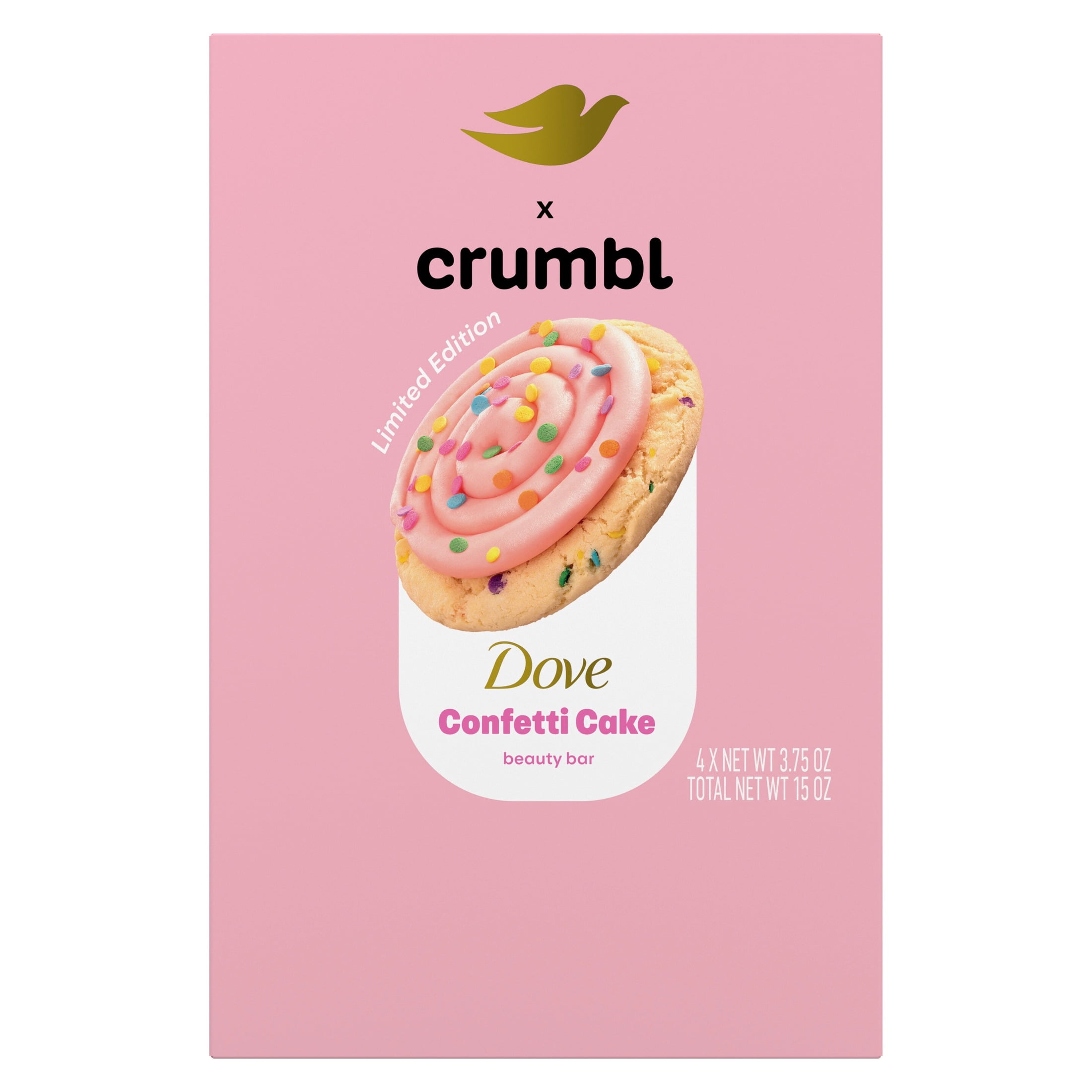Dove & Crumbl Limited Edition Beauty Bar Confetti Cake 15 OZ 4 Bars