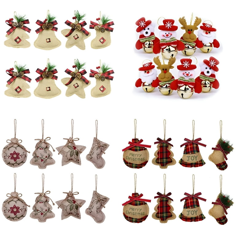 Ustic Chistmas Tee Onaments Stocking Decoations Bulap