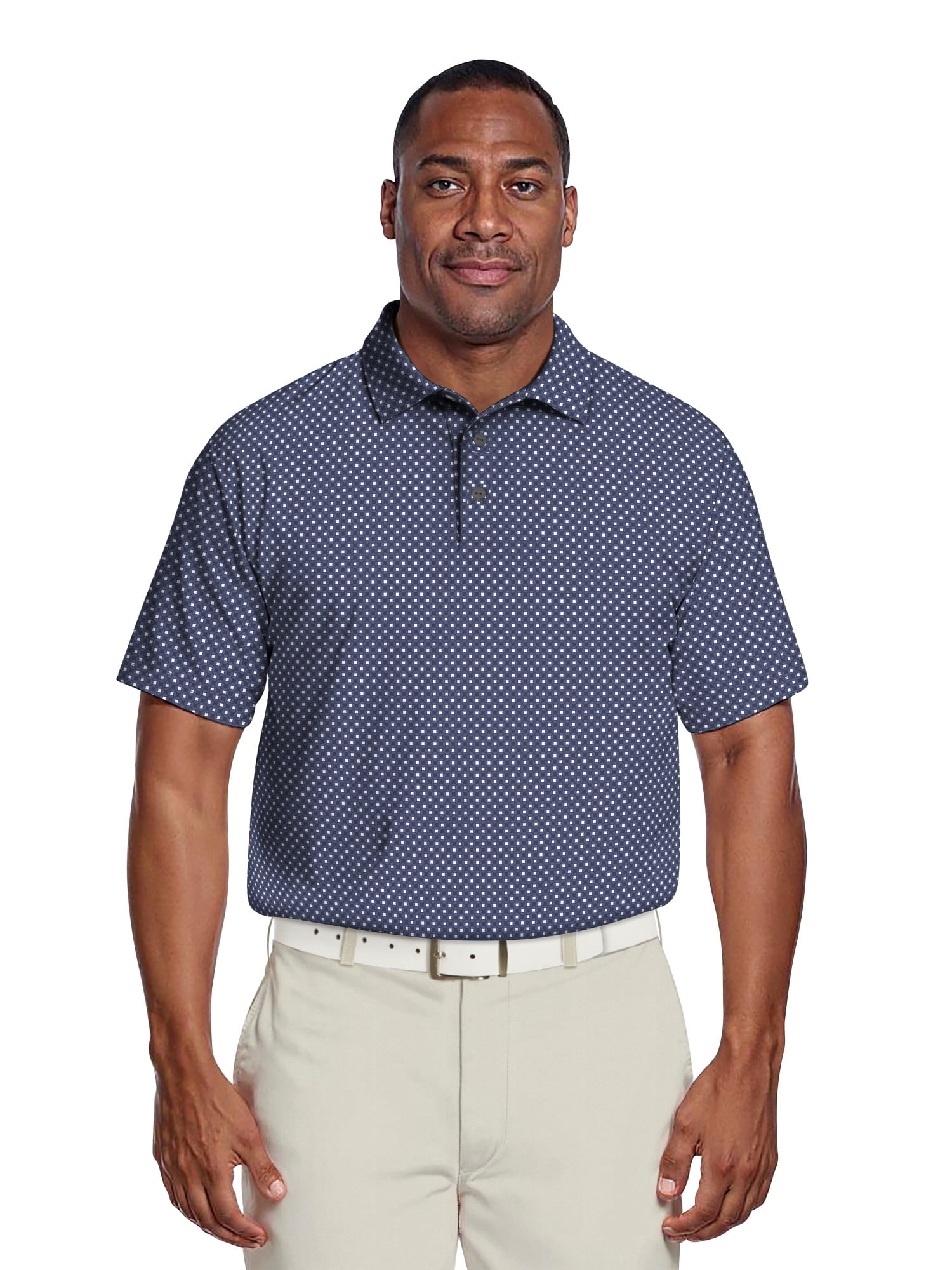 Ben Hogan Men's & Big Men's Performance Allover Geo Print Short Sleeve Golf Polo Shirt, Sizes S-5XL
