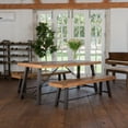 thumbnail image 2 of Noble House Davidson 3 Piece Acacia Wood Dining Set, Teak Finish, 2 of 12