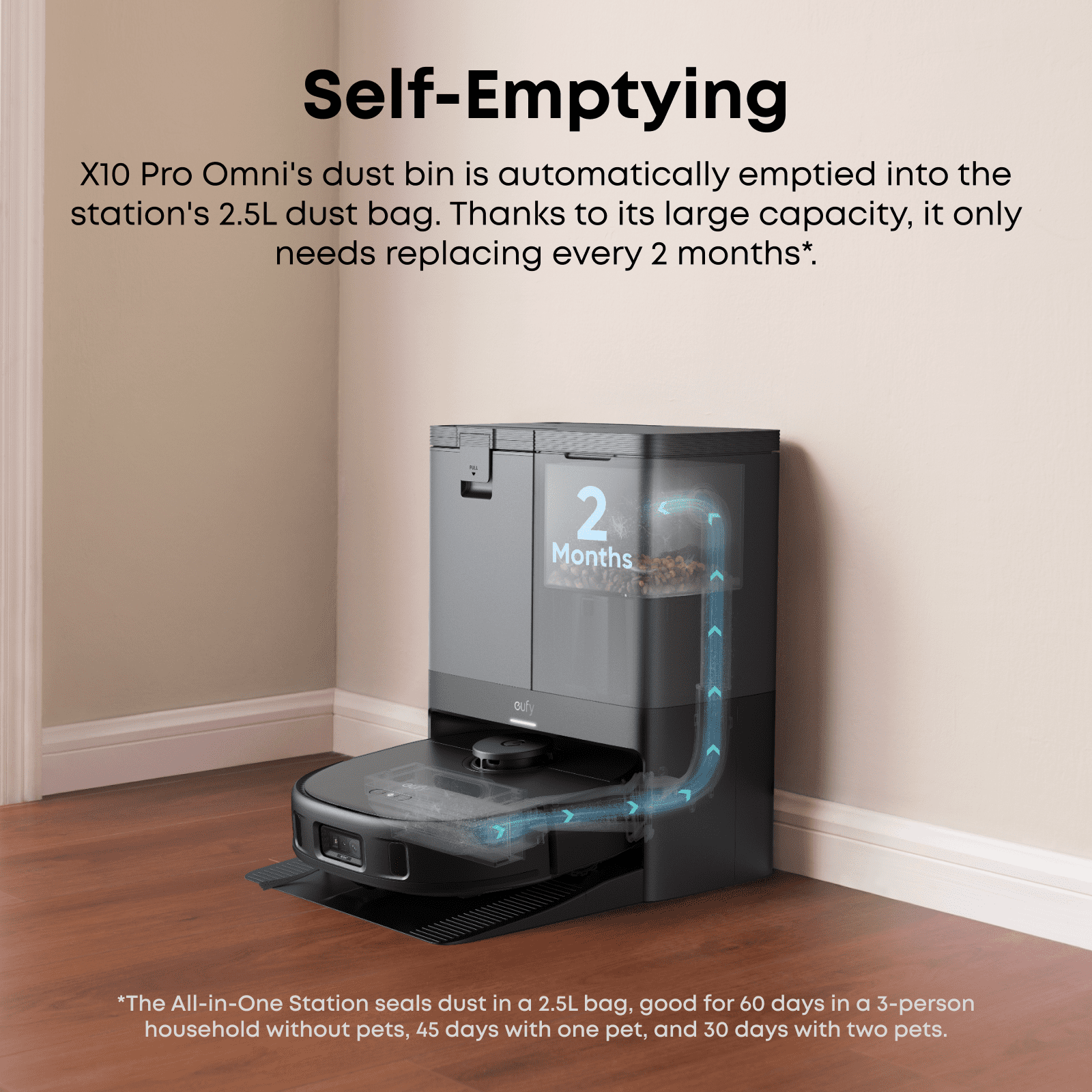 eufy, Robot Vacuum and Mop Combo, X10 Pro Omni, 8,000 Pa Suction