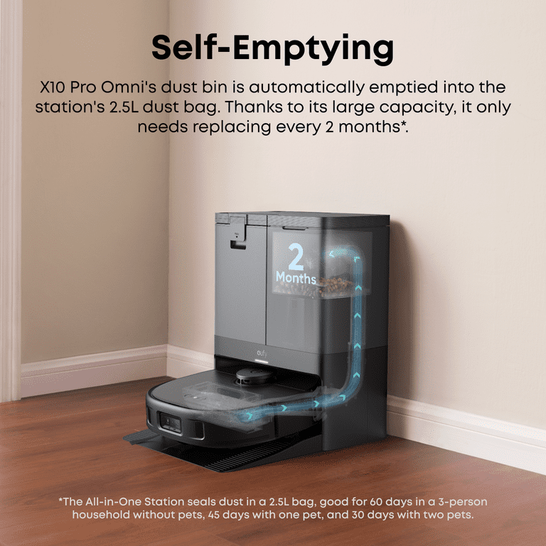 eufy, Robot Vacuum and Mop Combo, X10 Pro Omni, 8,000 Pa Suction
