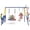 Blue, variant on CZBZ Metal & Plastic Treehouse Swing Set with Slide, Belt Swings & Canopy, Safe & Portable Outdoor Playground for Kids Ages 3-8