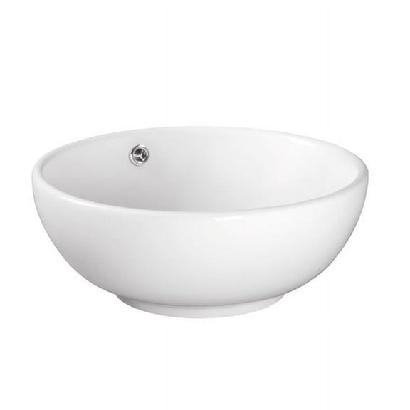 White Artistic Porcelain Vessel Bathroom Sink, 16.5 x 16.5 x 6.875 in.