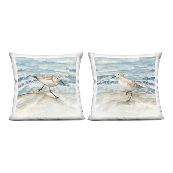 Stupell Industries Sandpipers Treading Beach Shore Design by Nan Throw Pillow (Set of 2)
