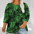 thumbnail image 2 of Oversized T-Shirts for Women Summer Plus Size 3/4 Sleeve Tops Casual Shirts Fashion Floral Printing Crew Neck Blouses Lightweight Loose Pullover Top, 2 of 5