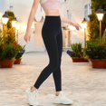 thumbnail image 3 of High Waist Seamless Full-Length Leggings with Stretchy Comfort Fit- Large, Black, 3 of 5