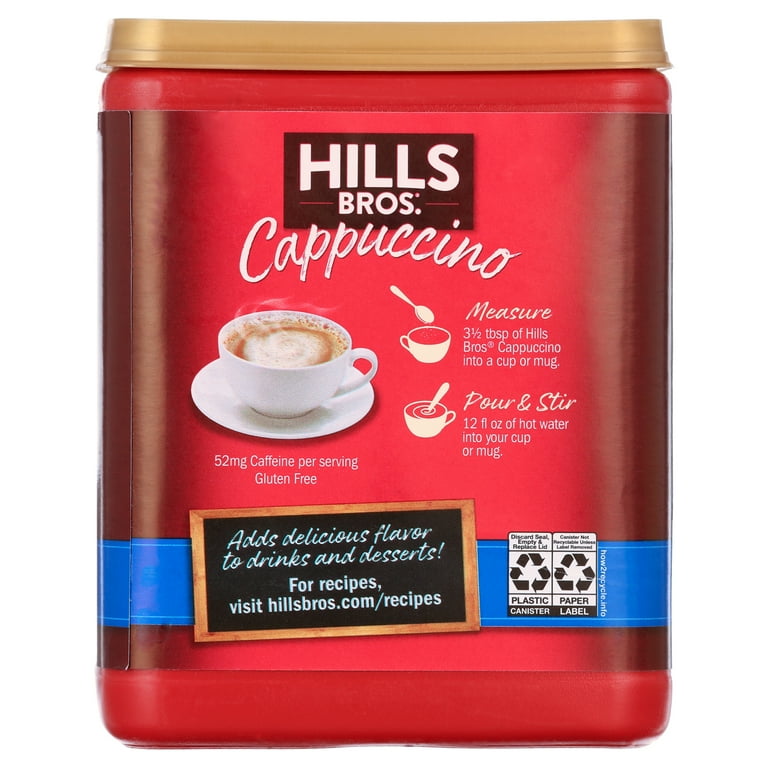 Hills Bros. French Vanilla Cappuccino Instant Coffee Mix, 16 Ounce Canister