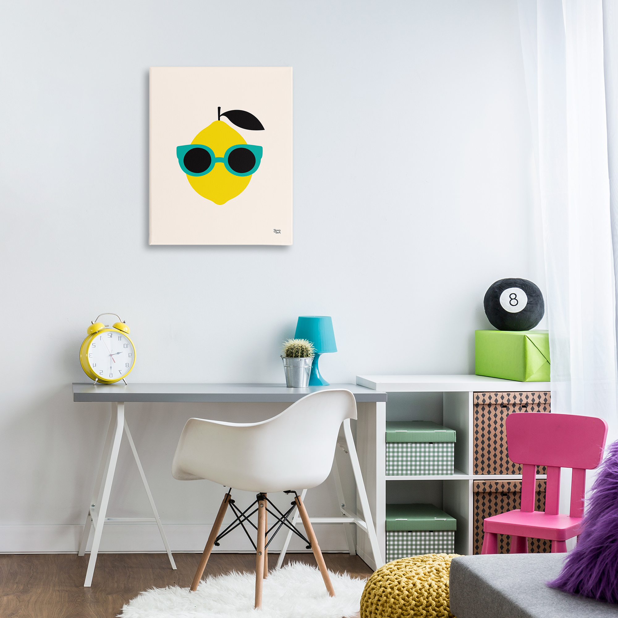 Stupell Industries Lemon with Sunglasses Food & Beverage Painting Wrapped Canvas Art Print Wall Art, 24 x 30