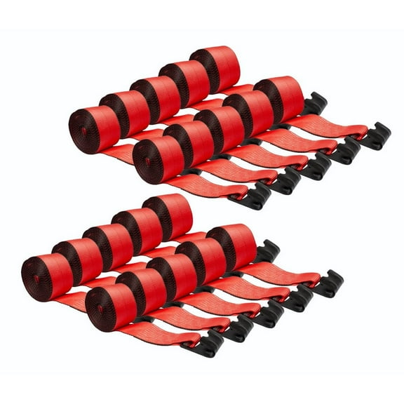 Winch Straps 4" x 30' Red Heavy Duty Tie Down w/Flat Hook WLL# 5400 lbs | 4 Inch Cargo Control for Flatbed Truck Utility Trailer (20 Pack)