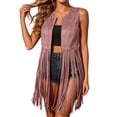 thumbnail image 2 of FAHUOMU Women's Sleeveless Fringe Vest Faux Suede Cardigan Long Causal Concert Tassel Jacket Open Front, 2 of 10