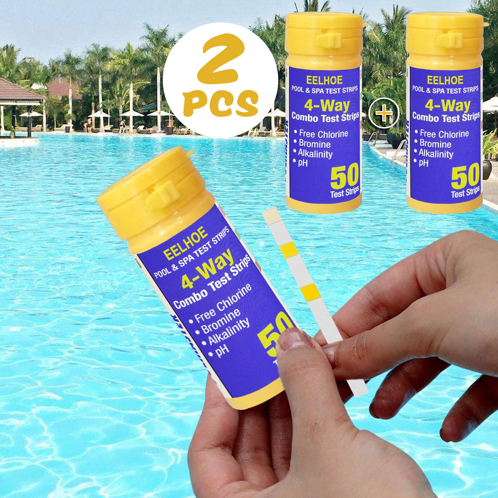 Alk pH 2 X pack of 50 x 4 way pool/spa/hot tub test strips Chlorine/Bromine