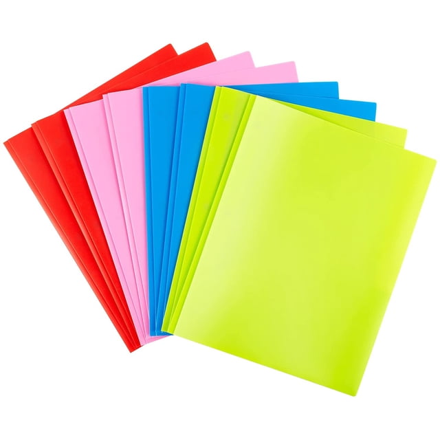 Carpetas de plástico con bolsillos y puntas Carpetas de 2 bolsillos con 3 puntas de metal Sostiene hojas de tamaño carta, ranuras para tarjetas de presentación, color brillante, para el trabajo escol Namotu CZBG-ST72