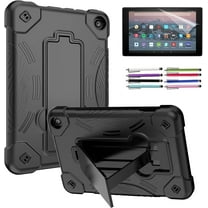 Epicgadget Case for Amazon Fire 7 (12th Generation, 2022 Released) - Hybrid Case Cover with Kickstand for All-New Fire 7 inch Tablet   1 Screen Film and 1 Pen (Black/Black)