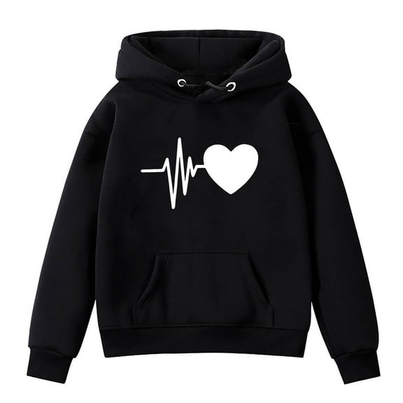 Gpaecead Toddler Boys Girls Kids Oversized Heart Graphic Hoodies Sweatshirt Cute Pullover Sweatshirt Black