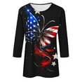 thumbnail image 2 of Elvqul Womens American Flag Tops Independence Patriotic Shirts Pullover Elastic Round Neck 4th of July T Shirts for Women Star, 2 of 5