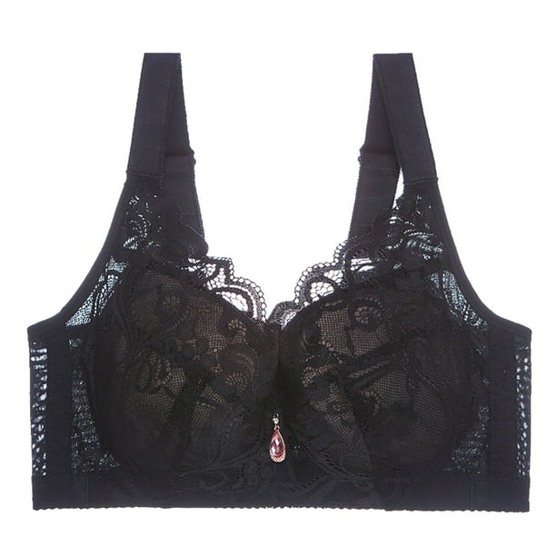 Women's Back Closure Sexy Black Bra With Wire-free, Push-up, And Back  Smoothing Design