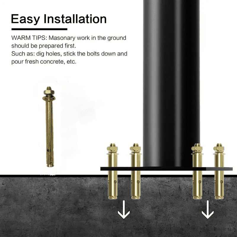 1 set of 118 inch / 3 meters lamp posts, metal lamp post in black finished, outdoor light lamp pole
