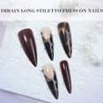 thumbnail image 3 of Uñas postizas adhesivas IMRAIN marrón con estampado de leopardo estilo stiletto 24 piezas, 3 of 7