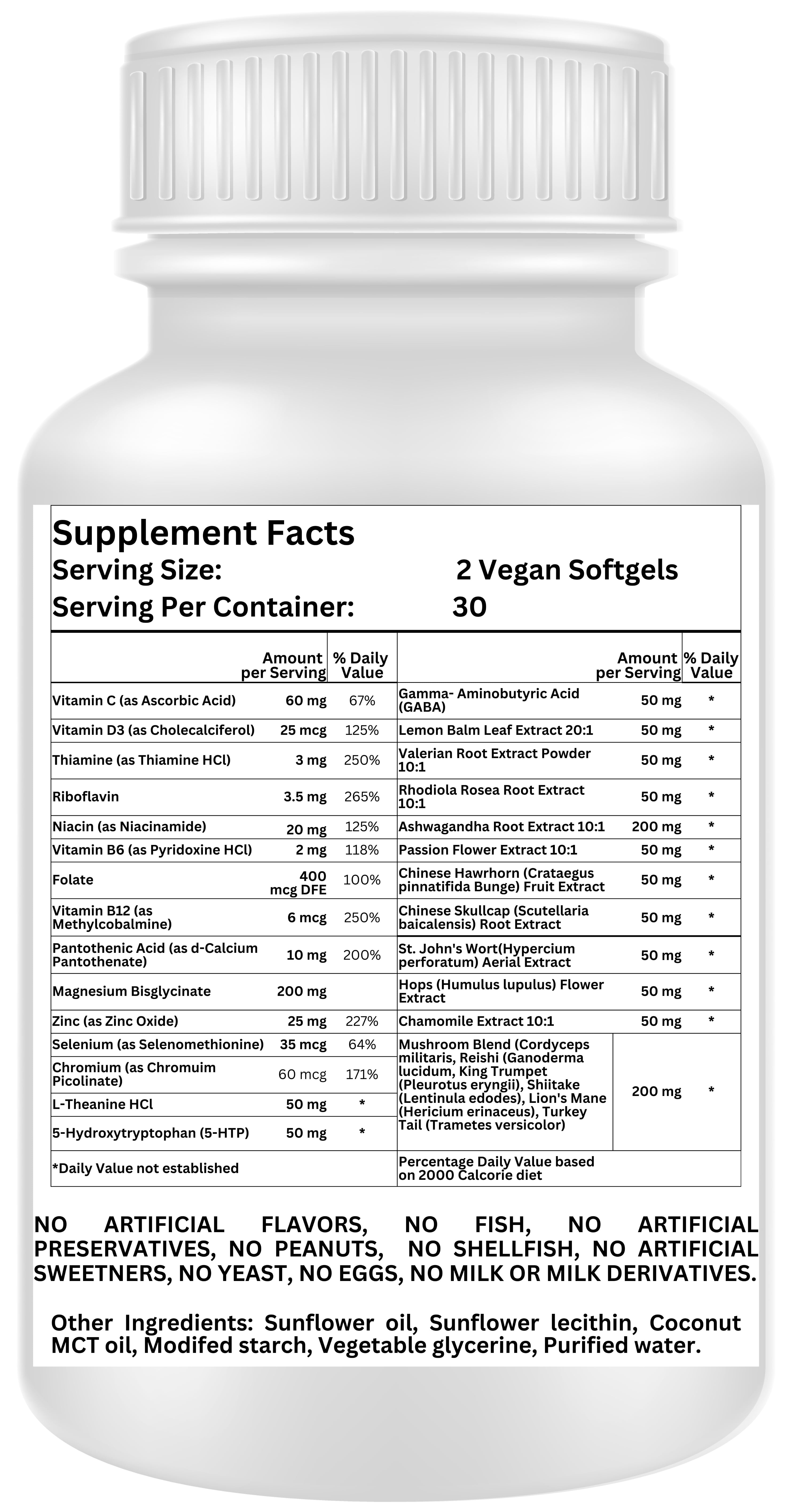 Nikoni Calm Relax Phospholipid Complex Enhanced Absorption Formula Stress Support 60 Vegan Softgels