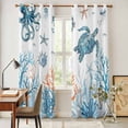 thumbnail image 5 of Kitchen Curtains 84 Inch Length 2 Panels, Blue Turtle Coastal Grommets Window Treatment Curtain, Octopus Summer Beach Coral Starfish Thermal Curtains Drapes for Living Room/Bathroom, 5 of 9