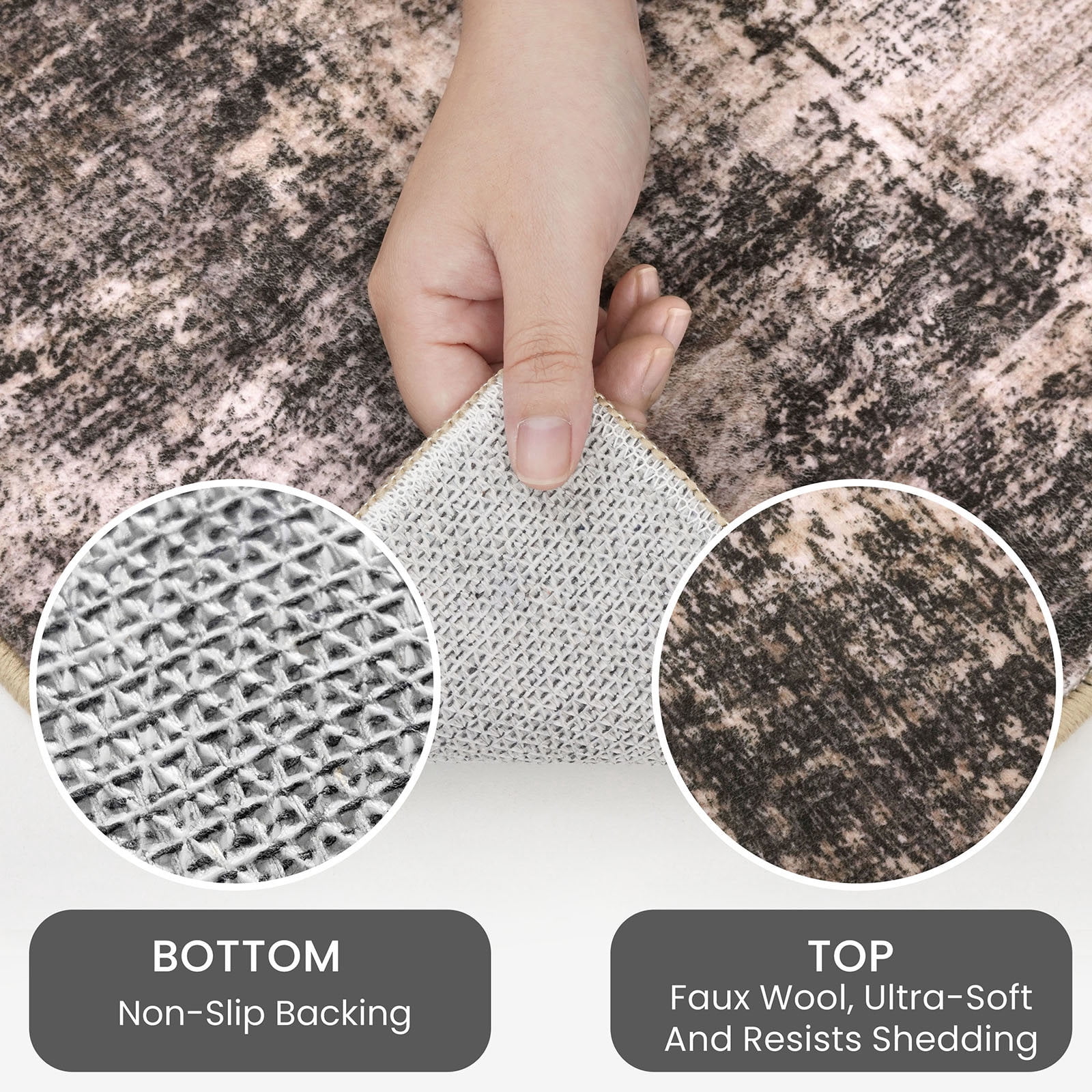 iOhouze Runner Rugs 2x8 Washable Runner Rug for Hallways Non Slip Kitchen Runner Low Pile Soft Printed Faux Wool Abstract Floor Runner for Inodoor Bedroom Entryway Laundry Room, Brown/Rust