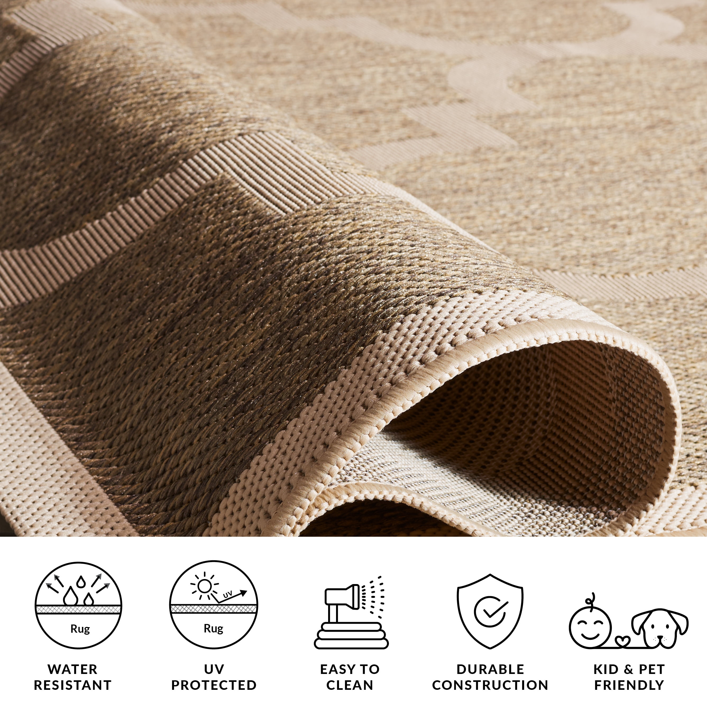 Safavieh Courtyard Becky Geometric Indoor/Outdoor Area Rug, Brown, 5'3" x 5'3" Square