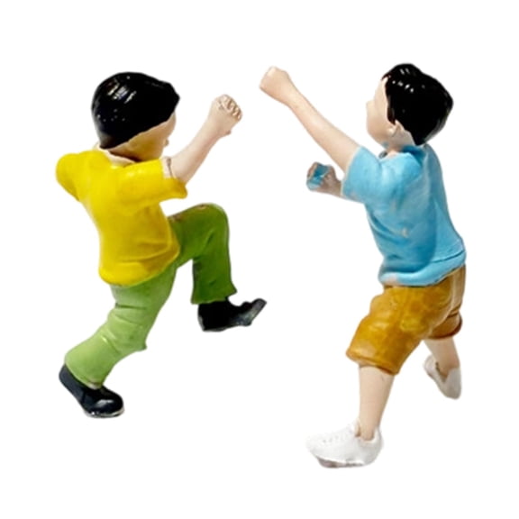 2 Miniature Model Train Architectural Figurine Resin Material for Educational DIY Diorama Layout Adults
